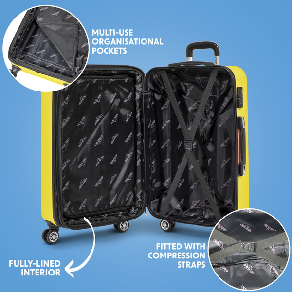 Sealey DL124 Dellonda Lightweight ABS Luggage Set with TSA Lock - Yellow