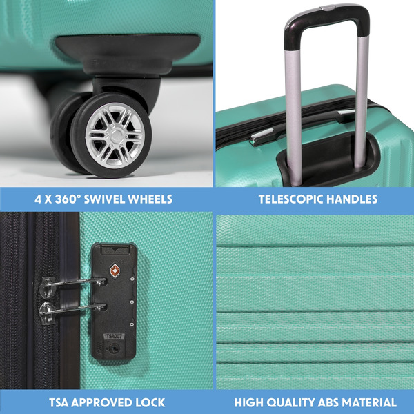 Sealey DL126 Dellonda Lightweight ABS Luggage Set with TSA Lock - Teal
