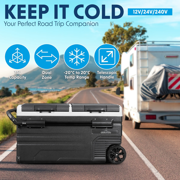Dellonda Portable Fridge Freezer/Cool Box with LED Display 75L