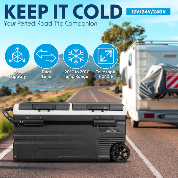 Dellonda Portable Fridge Freezer/Cool Box with LED Display 95L