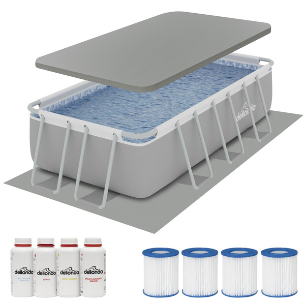Sealey DL139 Dellonda Deluxe Steel Frame Swimming Pool with Filter Pump 13ft, Top Cover, Ground Sheet, Additional Filters & Starter Kit