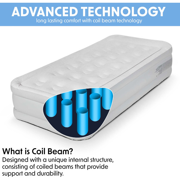 Sealey DL144 Dellonda Raised Air Bed with Removable Electric Pump & Storage Bag - Single