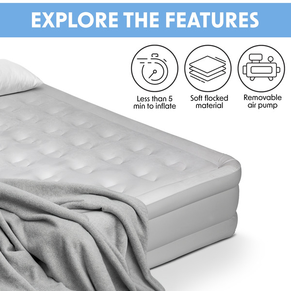 Sealey DL145 Dellonda Raised Air Bed with Removable Electric Pump & Storage Bag - Queen