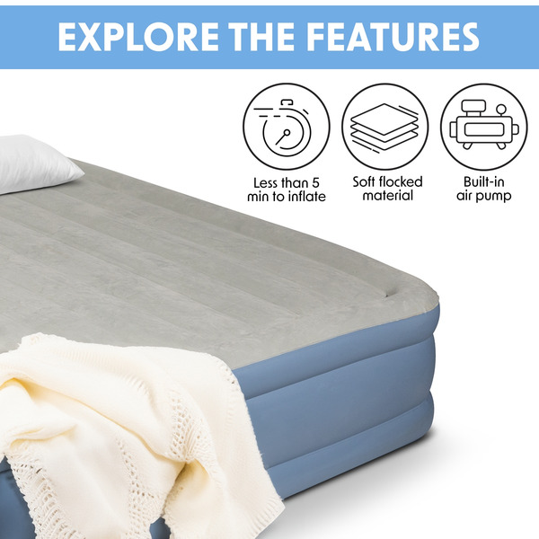 Sealey DL147 Dellonda Raised Air Bed with Built-in Electric Pump & Storage Bag - Queen