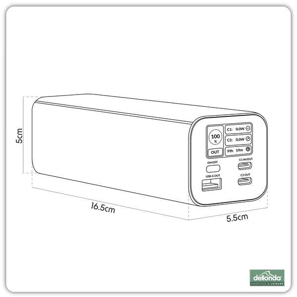 Sealey DL168 Dellonda Portable Power Bank 140W 27000mAh