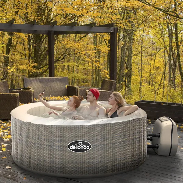 Sealey DL91 Dellonda 4-6 Person Inflatable Hot Tub/Spa with Smart Pump - Rattan Effect