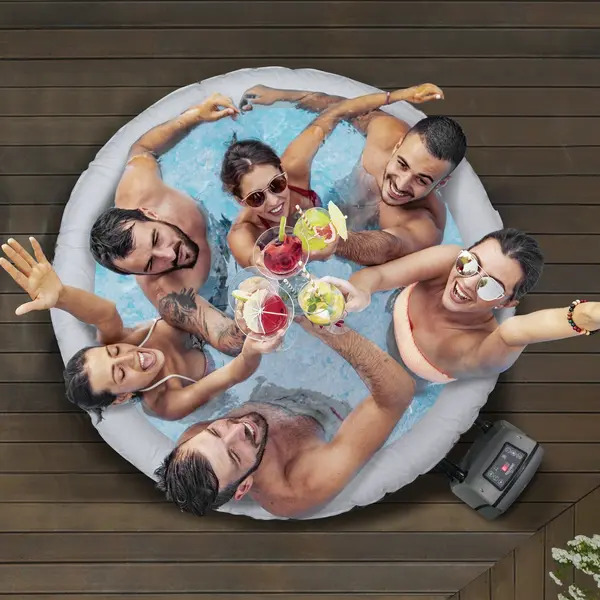 Sealey DL91 Dellonda 4-6 Person Inflatable Hot Tub/Spa with Smart Pump - Rattan Effect