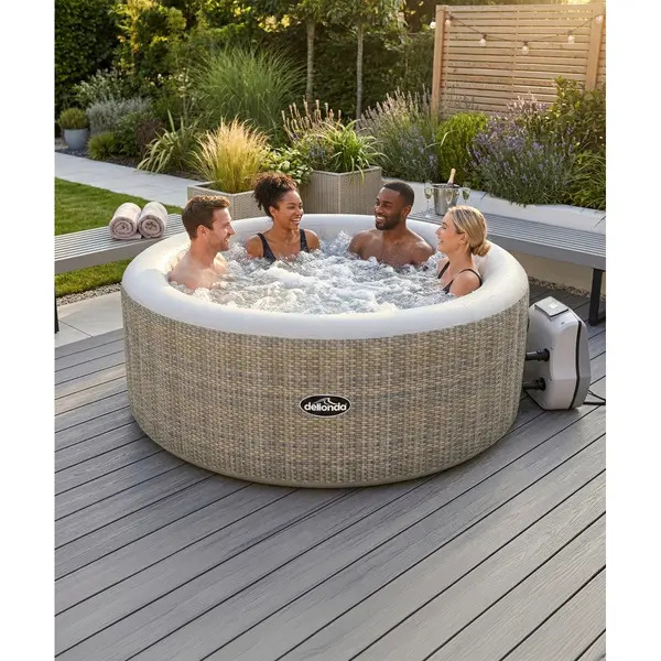 Sealey DL91 Dellonda 4-6 Person Inflatable Hot Tub/Spa with Smart Pump - Rattan Effect