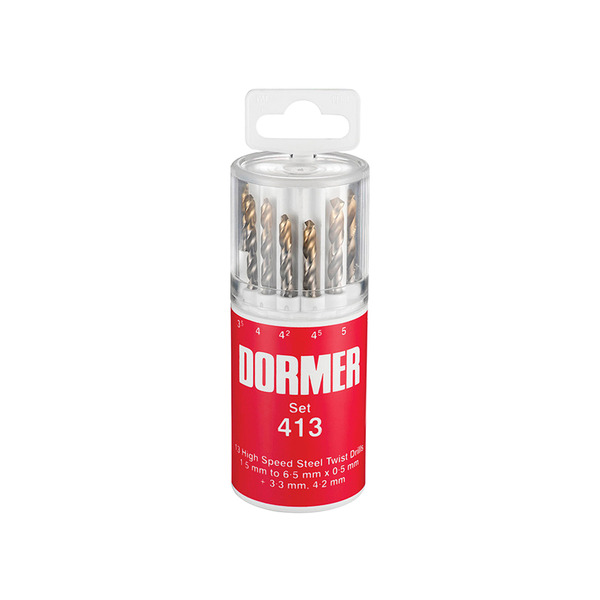 Dormer DORA094413 A094 No.413 HSS TiN Coated Drill Set of 13 1.5- 6.50mm x 0.5mm
