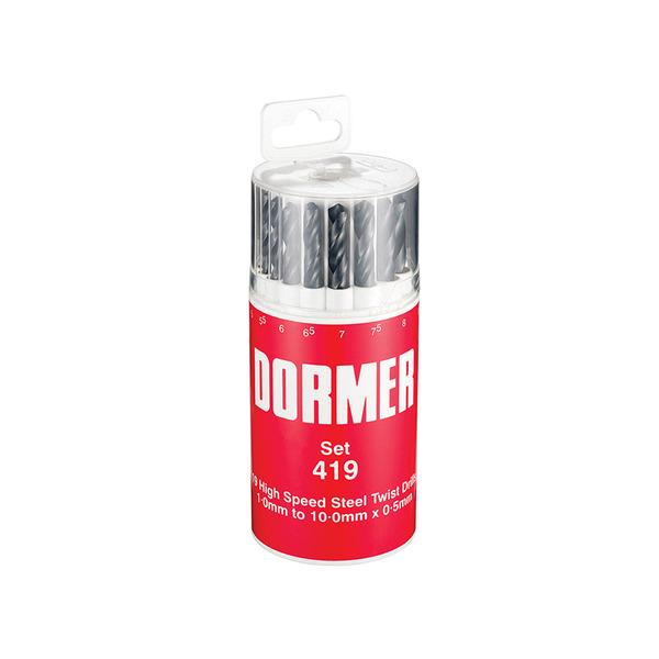 Dormer DORSET419 A191 No.419 Metric HSS Drill Set of 19 1.0-10.0 x 0.5mm