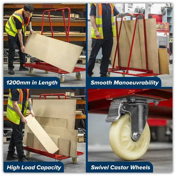 Sealey DWC01 Plasterboard Trolley Large Sheet Handling 800kg Capacity