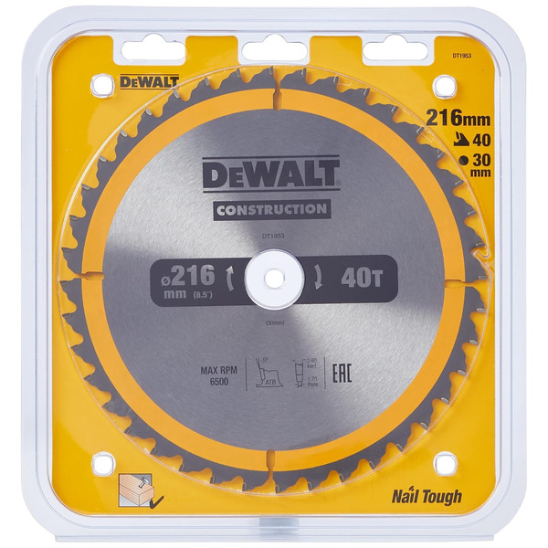 DeWalt Circ Saw Blade 216x30mm 40T