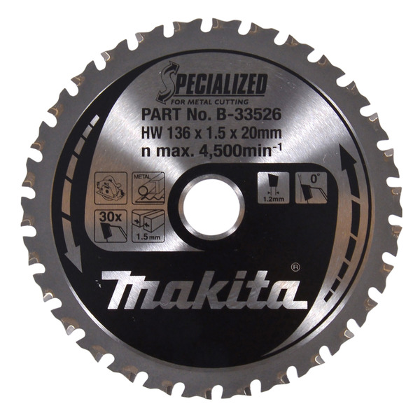 Makita B-33526 136mm x 20mm x 30T Specialized Mild Steel Circular Saw Blade
