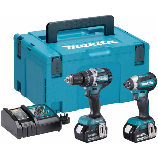 Makita DLX2180TJ 18v 2x5Ah LXT Li-ion BL Combi Drill Impact Driver Kit