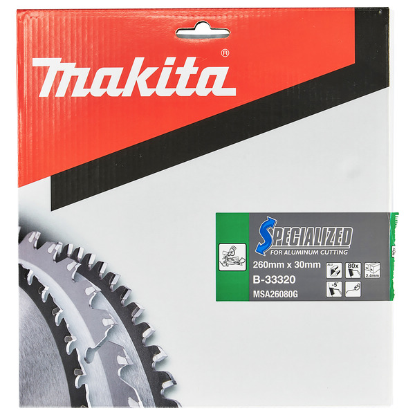 Makita B-33320 B-09656 260mm x 30mm x 80T Specialized Aluminium Saw Blade