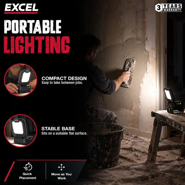 Excel EXL10728 10728 18V 1600 Lumens Portable Site Light Body Only