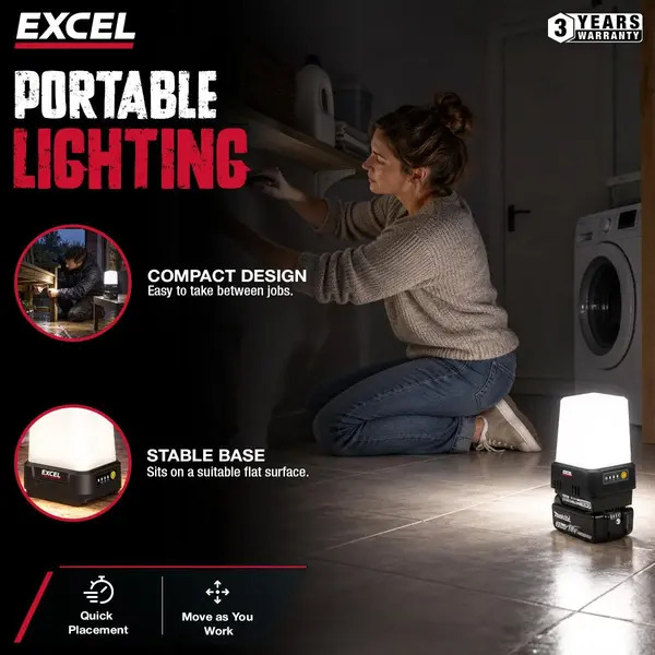 Excel EXL10727 10727 18V 1600 Lumens 360° Portable Site Light Body Only