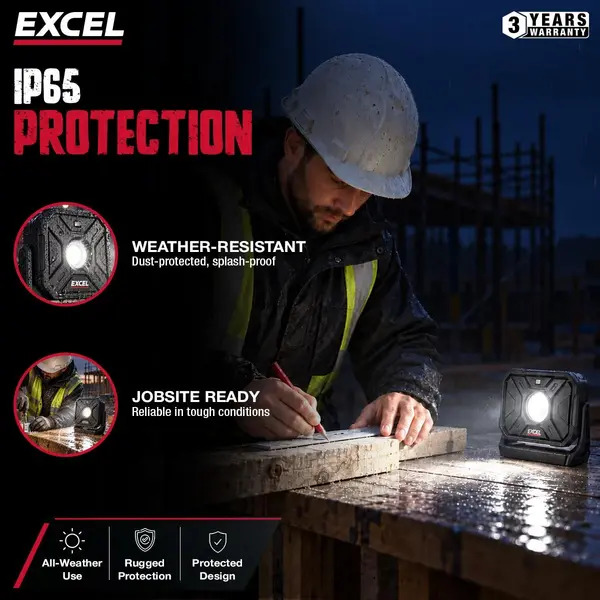 Excel 10860 2000 Lumens LED Magnetic Rechargeable Work Light