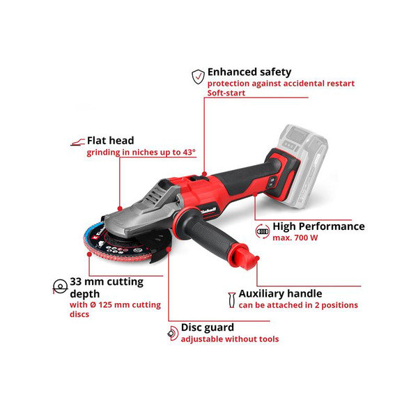 Einhell EINTPAG125FN TP-AG 18/125 F Li BL - Solo PROFESSIONAL Angle Grinder 125mm 18V Bare Unit