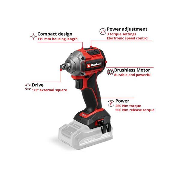 Einhell EINTPCW18N TP-CW 18/260-C Li BL - Solo PROFESSIONAL Impact Wrench 18V Bare Unit