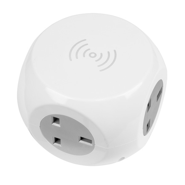 Sealey EL144WC 1.4m Extension Cable Cube & Wireless Charging Pad 3 x 230V & 3 x USB