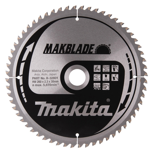 Makita B-32801 B-09020 260mm x 30mm x 60T For Stationary Saws