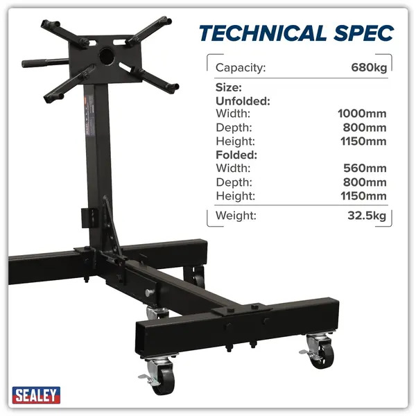 Sealey ES680F Folding Engine Stand 680kg Capacity
