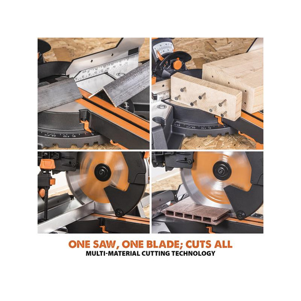 Evolution EVLR255SMDBL R255SMS-DB+ Multi-Material Sliding Mitre Saw 255mm 1600W 110V