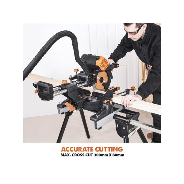 Evolution EVLR255SMDBL R255SMS-DB+ Multi-Material Sliding Mitre Saw 255mm 1600W 110V