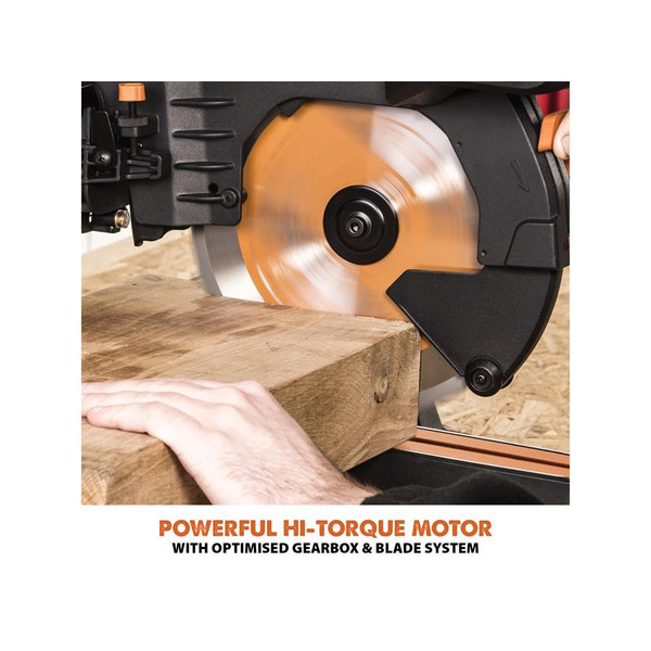 Evolution EVLR255SMDBL R255SMS-DB+ Multi-Material Sliding Mitre Saw 255mm 1600W 110V