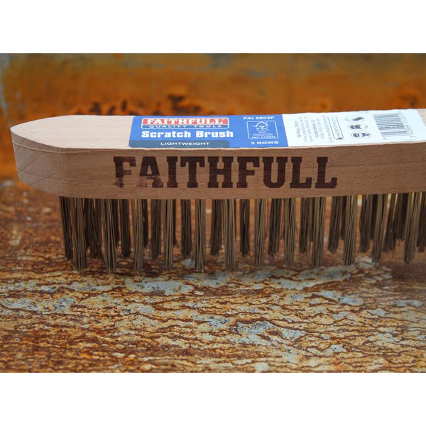 Faithfull FAI5803F Lightweight Scratch Brush, Three Row