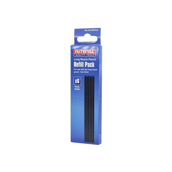 Faithfull Black Pencil Marking Refill Pack, 6 Piece