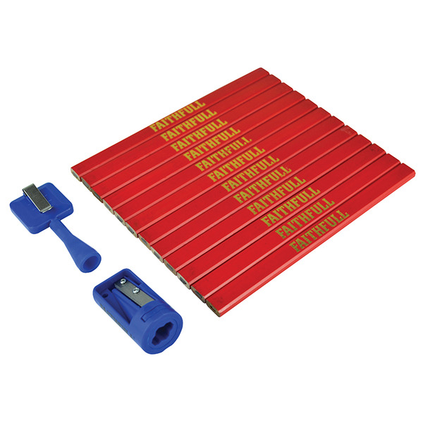 Faithfull Carpenter's Pencil Kit Red / Medium (Pack 12)