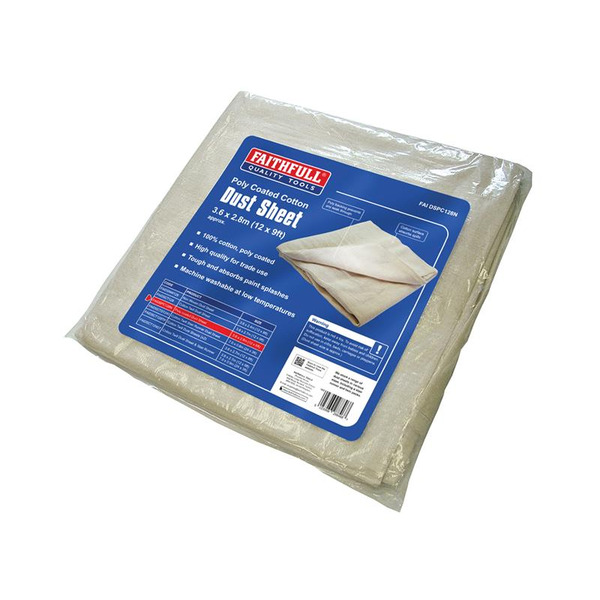 Cotton Twill Polythene Backed Dust Sheet 3.6 x 2.8m