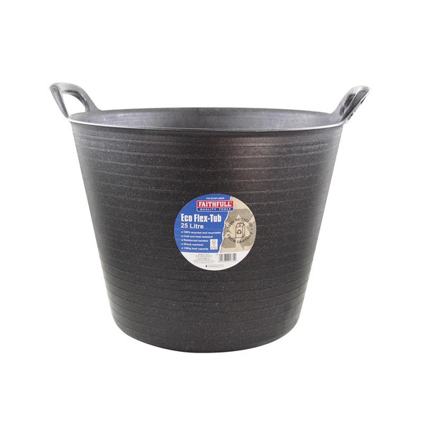 Faithfull Eco Flex Tub 25 litre - Recycled Black