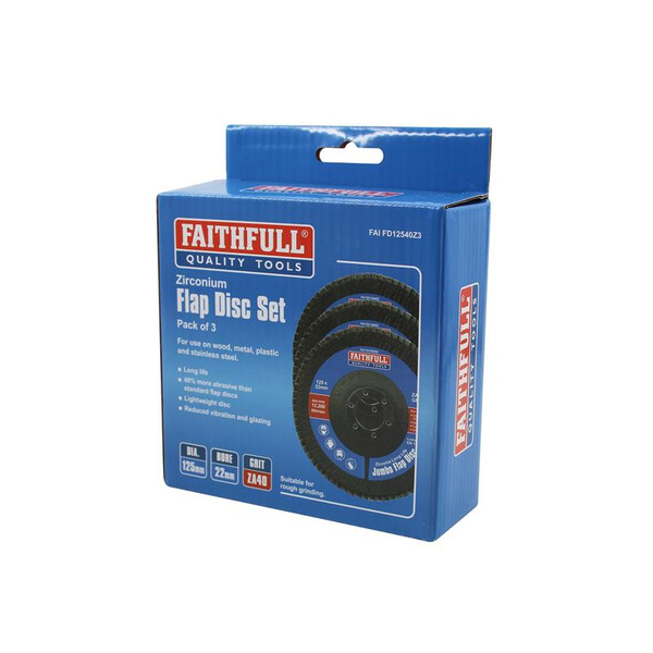 Zirconia Abrasive Jumbo Flap Disc 125 x 22mm 40 Grit (3 Pack)