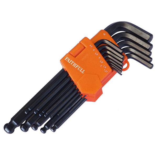 Metric Ball End Long Arm Hexagon Key Set, 13 Piece
