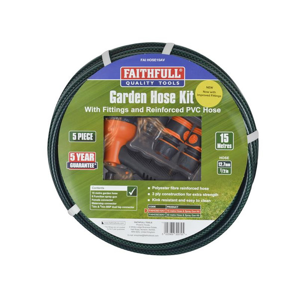 PVC Reinforced Hose 15m Fittings & Spray Gun