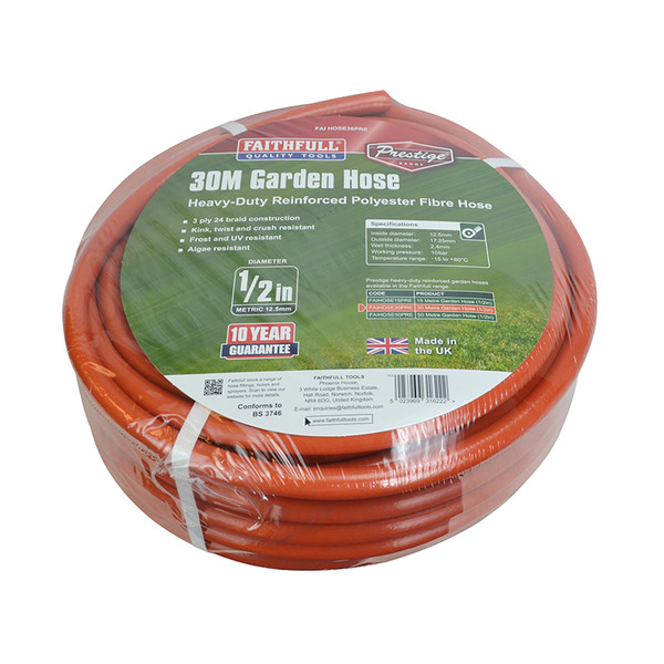 Prestige Heavy-Duty Garden Hose 30m 12.5mm (1/2in) Diameter