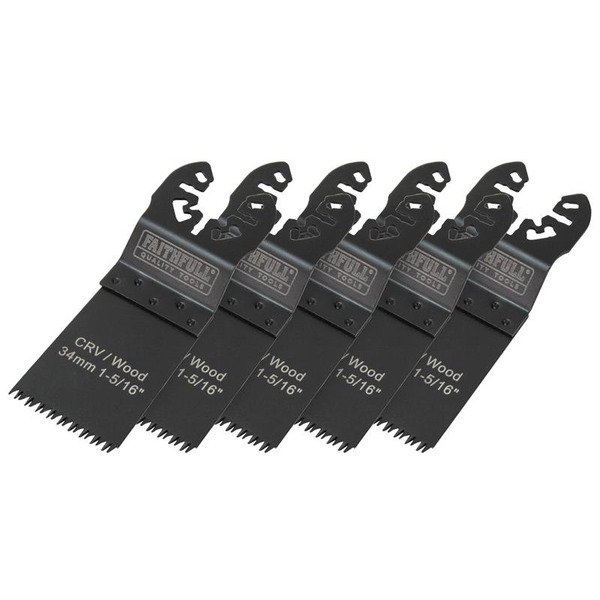 Multi-Function Tool CrV Flush Cut Wood Blade Ground Side Set 34mm (Pack 5)
