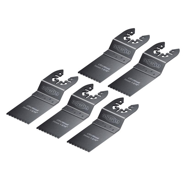 Multi-Function Tool CrV Flush Cut Wood Blade Ground Side Set 34mm (Pack 5)