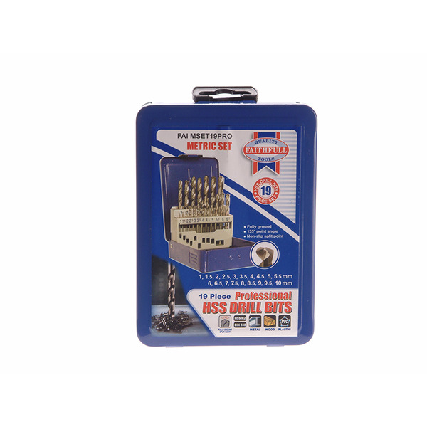 HSS Drill Bit Set of 19 M2 1 - 10mm & Case