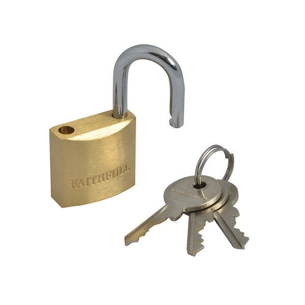 Faithfull FAIPLB25 Brass Padlock 25mm 3 Keys
