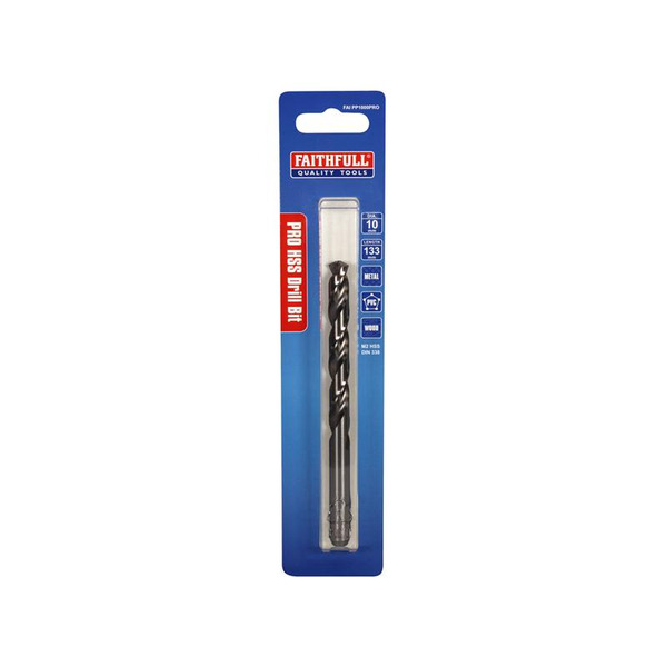 Faithfull Professional HSS Jobber Drill Bit Pre Pack 10.00mm OL:132mm WL:83mm