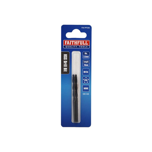 Faithfull HSS Jobber Drill Bits Pre Pack (2) 3.50mm OL:70mm WL:37mm