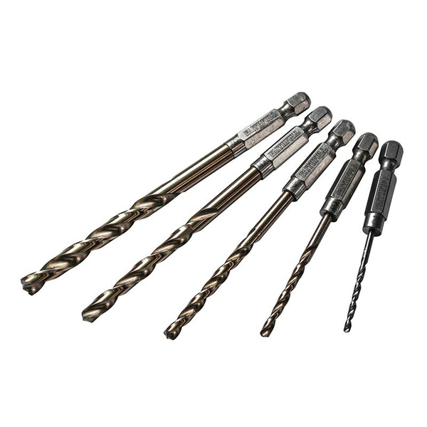 Faithfull FAIQCSET5 HSSE M35 Cobalt Quick-Change Impact Drill Bit Set, 5 Piece