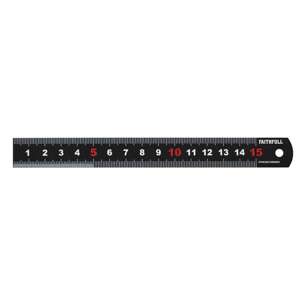 Faithfull Matt Black Stainless Steel Measuring Rule 150mm
