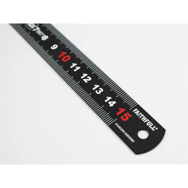 Faithfull Matt Black Stainless Steel Measuring Rule 150mm