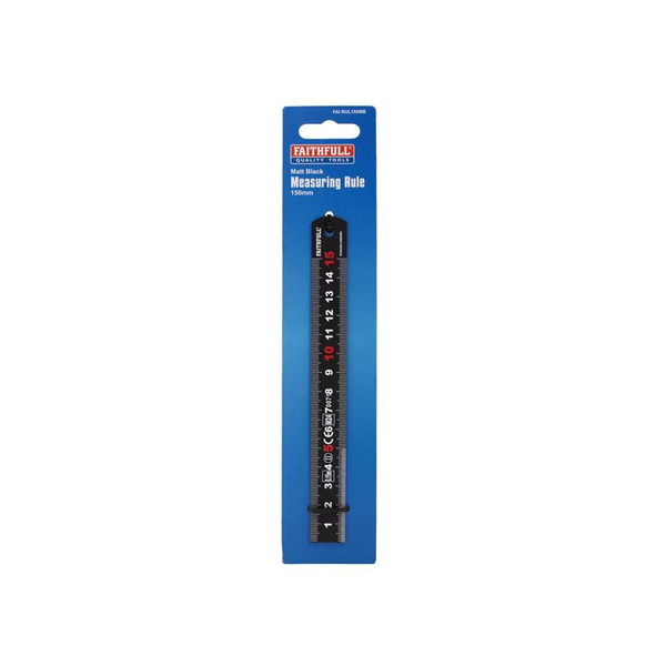 Faithfull Matt Black Stainless Steel Measuring Rule 150mm