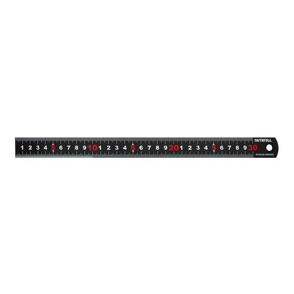Faithfull Matt Black Stainless Steel Measuring Rule 300mm